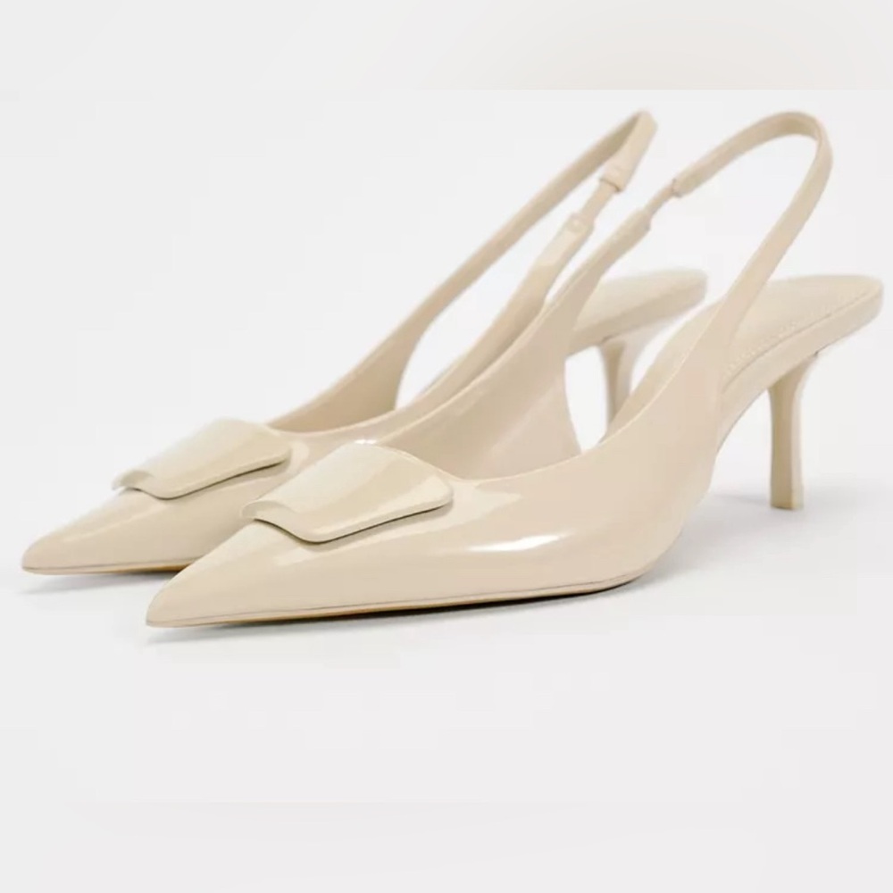 ZARA EMBELLISHED HEELED SLINGBACKS size 39/8